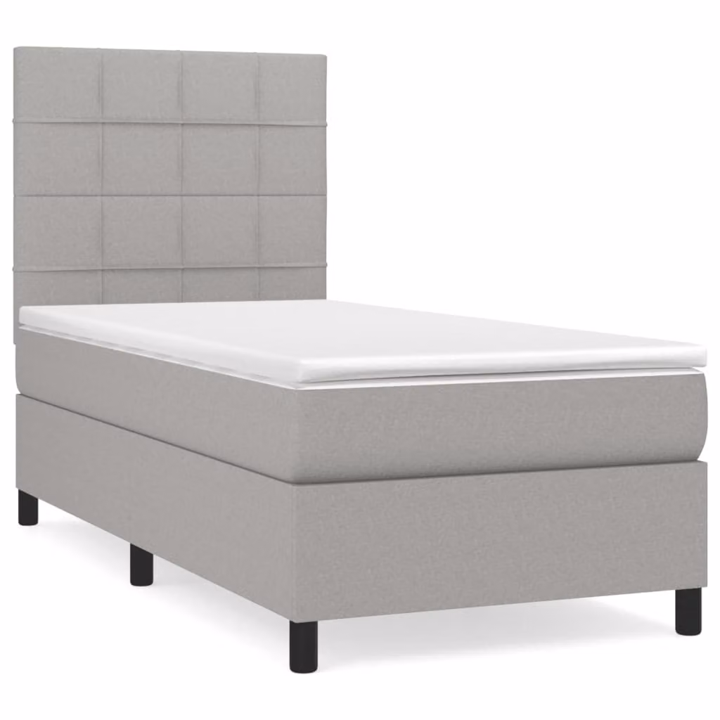 Giroletto a Molle con Materasso Grigio Chiaro 90x190 cm Tessuto