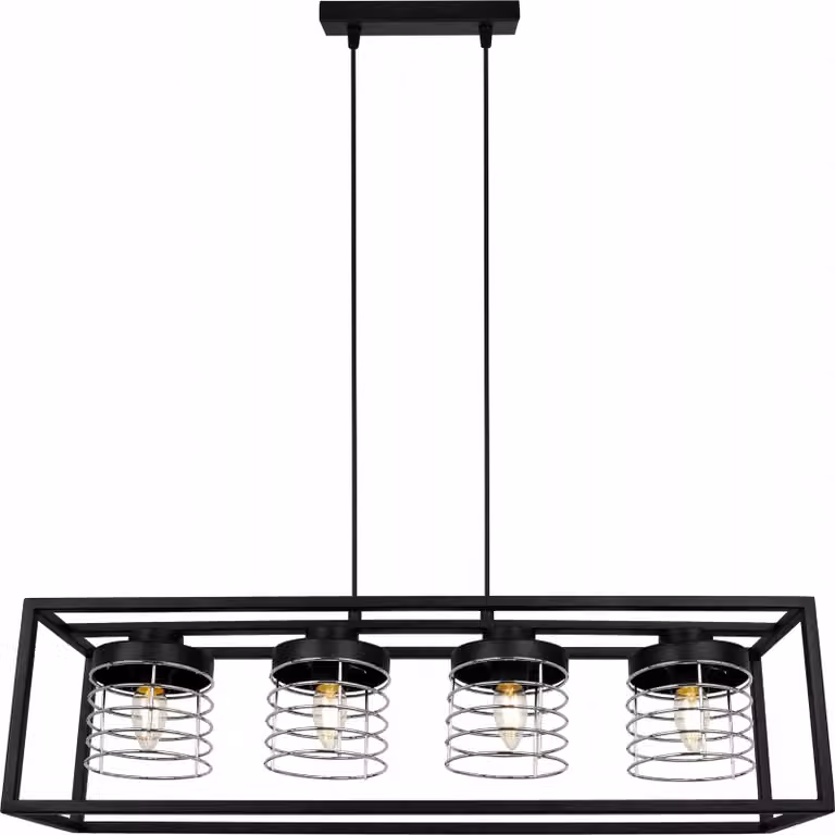 Rasti Cage lampada a sospensione - lampada da soffitto per soggiorno, camera da letto e sala da pranzo - luce a sospensione in metallo e vetro - E27 - cromo - 4 luci