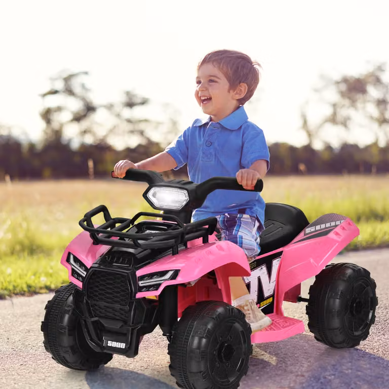 Costway Auto elettrica per bambini ATV con musica, clacson e luci LED, colore Rosa