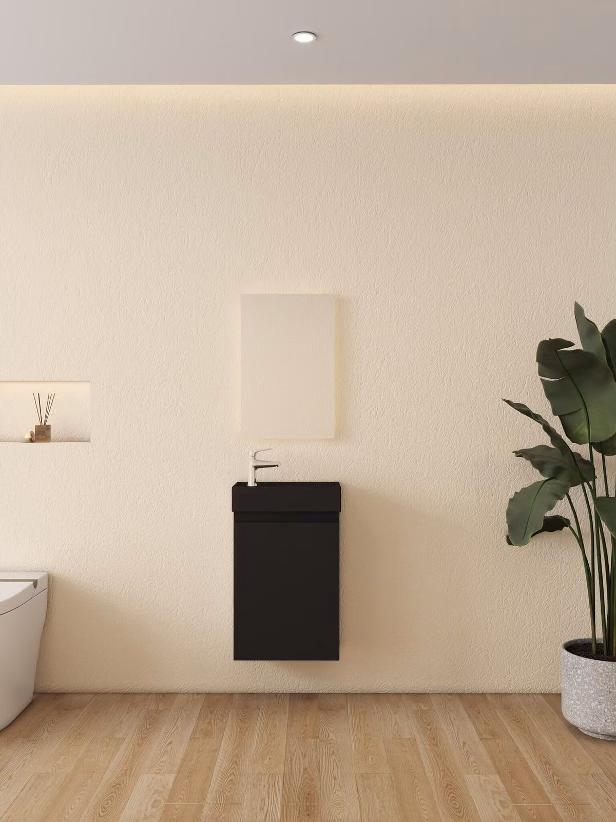 Mobile lavabo - Nero - Lavabo in Vetroceramica, 65 x 41 x 22,5 cm