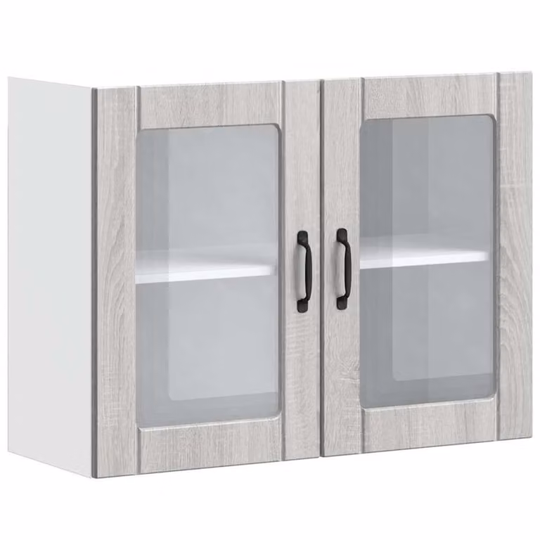 Pensile da Cucina con Porta in Vetro Lucca Grigio Sonoma