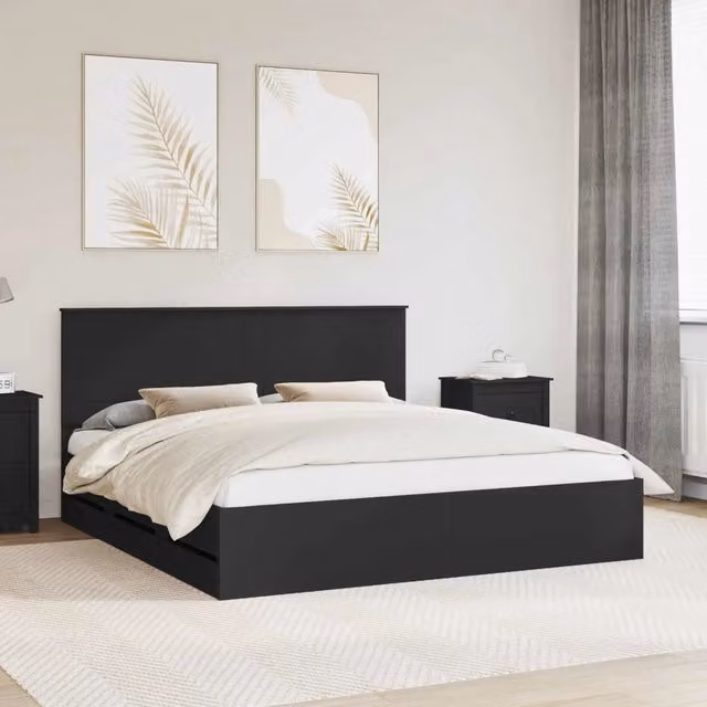 Struttura del letto Nero 200 x 200 cm Legno Ingegnerizzato 3409427