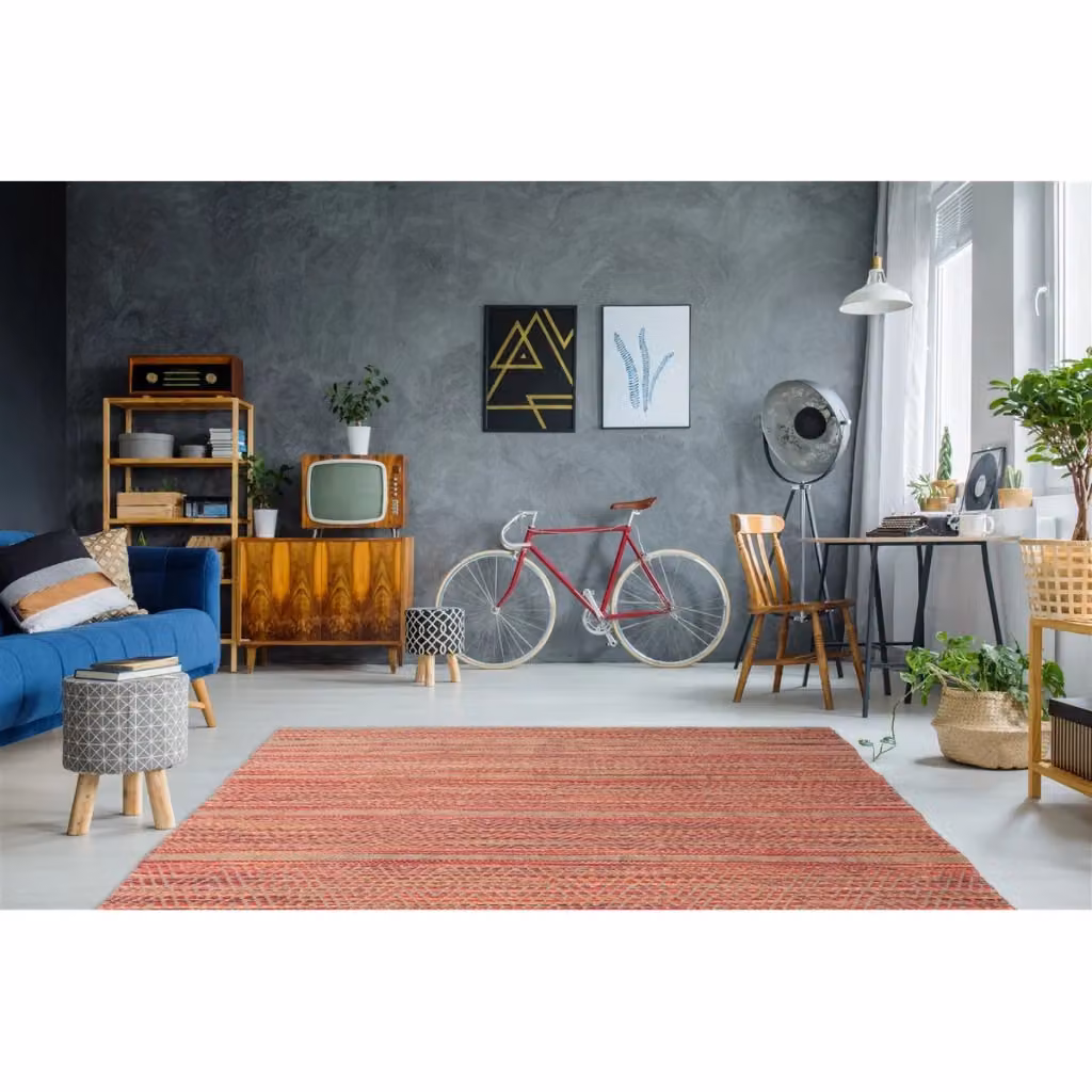 Tappeto Sienna 800 in Juta e Cotone Rosso di Kendra Home – 2