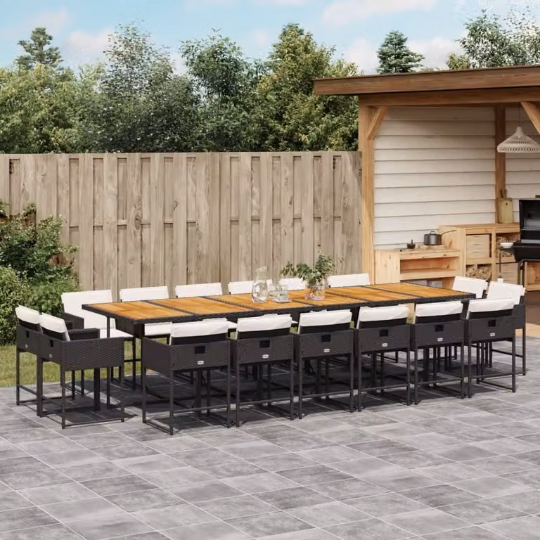 Maison Exclusive - Set da Pranzo da Giardino 17 pz con Cuscini Nero in Polyrattan