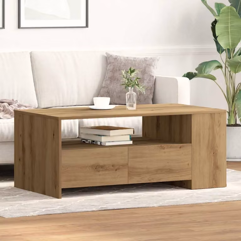 Tavolino da salotto moderno vidaXL in rovere marrone L: 102 cm, P: 55 cm, H: 43,5 cm