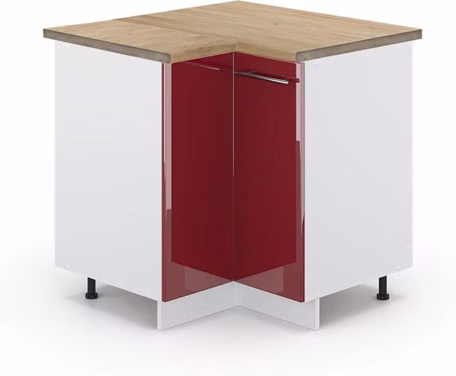 Mobile ad angolo cucina Fame-Line Bordeaux lucido/Bianco 80.5 cm, PL Rovere Vicco
