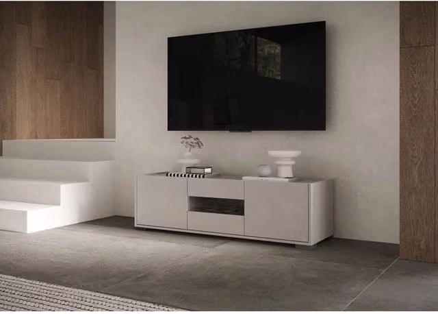 Porta TV moderno 3 ante 130x40x40 cm Riflesso - Cashmere