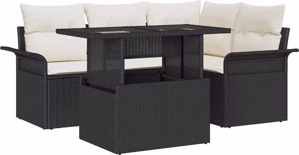 Maison Exclusive - Set da giardino composto da 5 pezzi. Colore: nero. Materiale: rattan sintetico