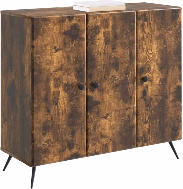 Credenza moderna in legno ingegnerizzato Rovere Fumo marrone, L 89 x P 34,5 x H 80 cm