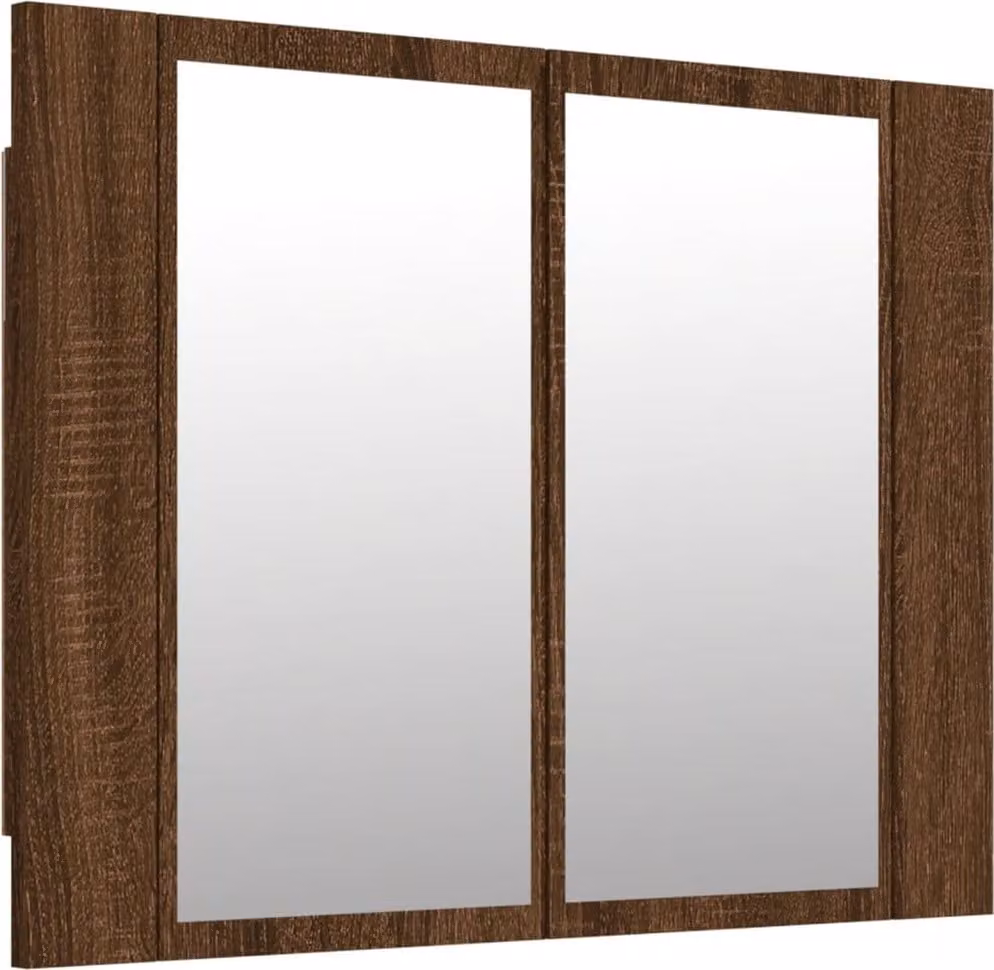 Mobile Specchio LED Rovere Marrone 60x12x45cm Legno Multistrato