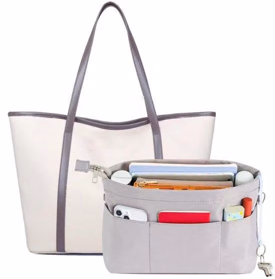 Portaoggetti impermeabile per borsa con portachiavi e scomparto interno, grigio