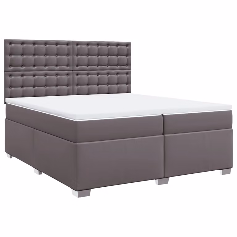 Giroletto a Molle con Materasso Grgio 200x200 cm in Pelle finta