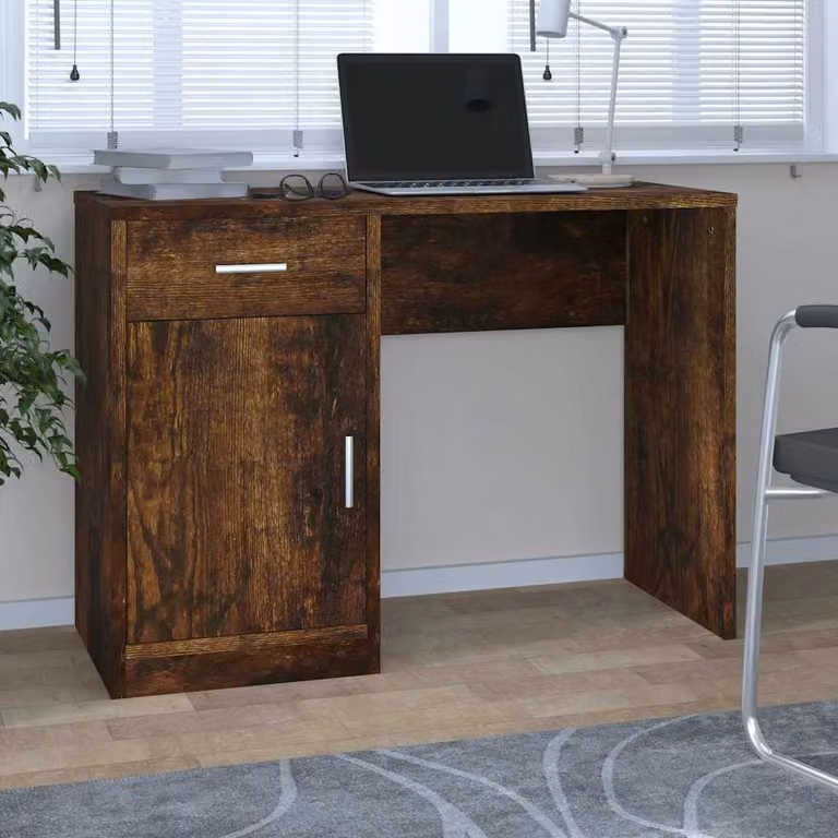 Scrivania da ufficio moderna vidaXL con cassetto in legno color marrone L 100 cm, P 40 cm, H 73 cm