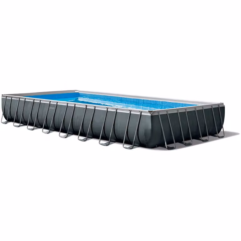 Piscina rettangolare INTEX Ultra XRT Frame con pompa a sabbia, colori antracite e blu, L: 488 cm, P: 975 cm, H: 132 cm