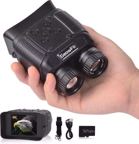 Binocolo Infrarossi con Zoom Digitale Ricaricabile USB-C Nero