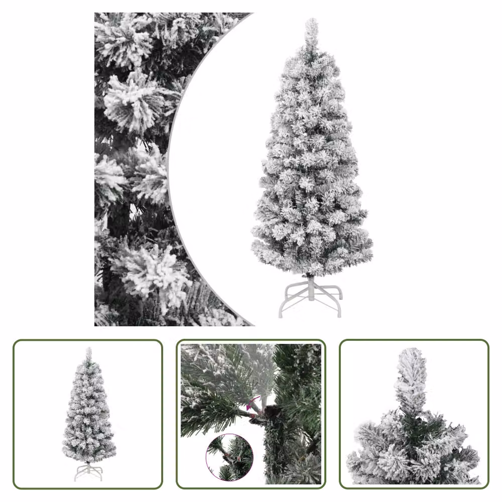 The Living Store Albero di Natale Artificiale Pieghevole Coperto di Neve 150 cm