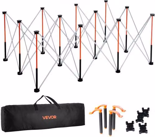 VEVOR Banco da Lavoro Pieghevole Portatile in Acciaio e Alluminio Nero, Capacità di Carico 2041 kg, L/P/H: 186,5 x 126,1 x 73,3 cm