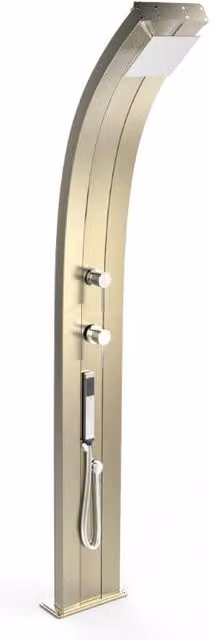 Doccia Solare in Alluminio Dada Top Line di Arkema Design con Miscelatore e Doccetta, Colore Oro Satinato
