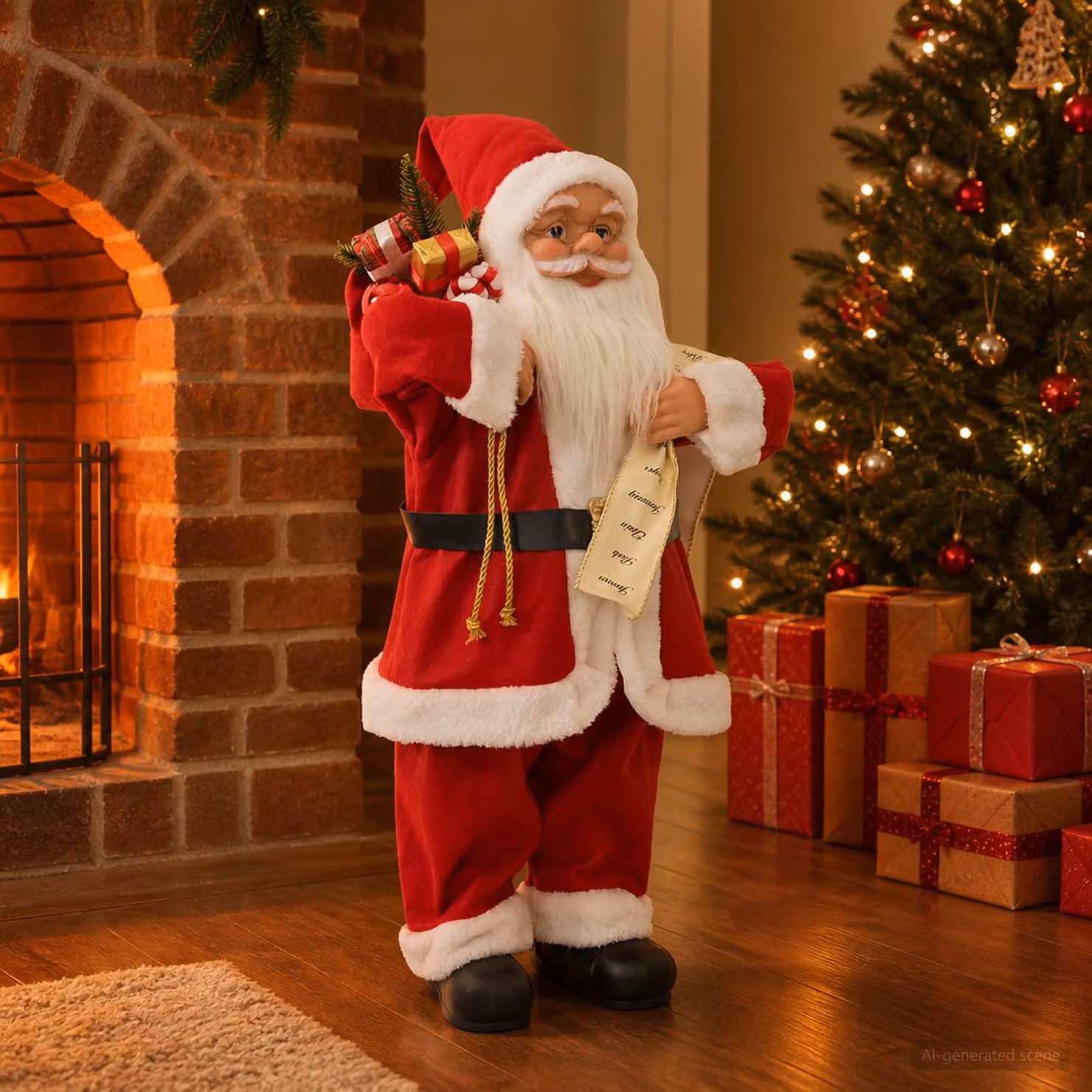 vidaXL Statuetta di Babbo Natale Rosso 62 cm Poliestere