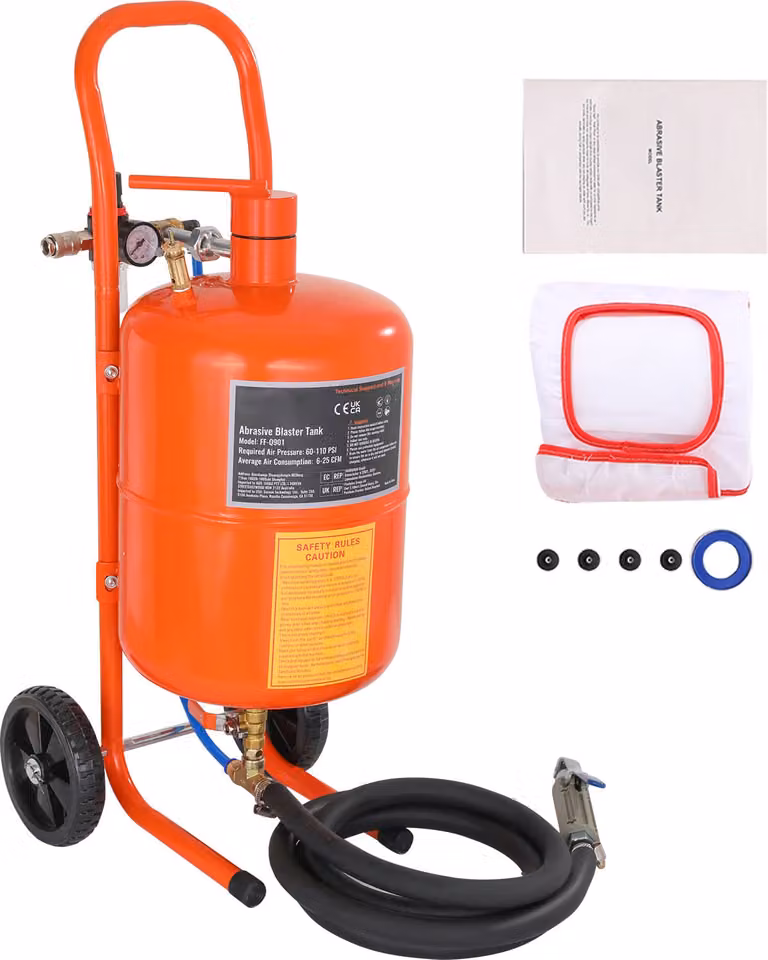 SucceBuy Sabbiatrice da 5 galloni. 60-110 PSI. Alta pressione. Portatile. 4 ugelli in ceramica. Per rimuovere vernice e ruggine.