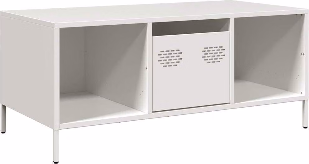 Tavolino Bianco 101,5x50x43,5 cm in Acciaio Laminato a Freddo