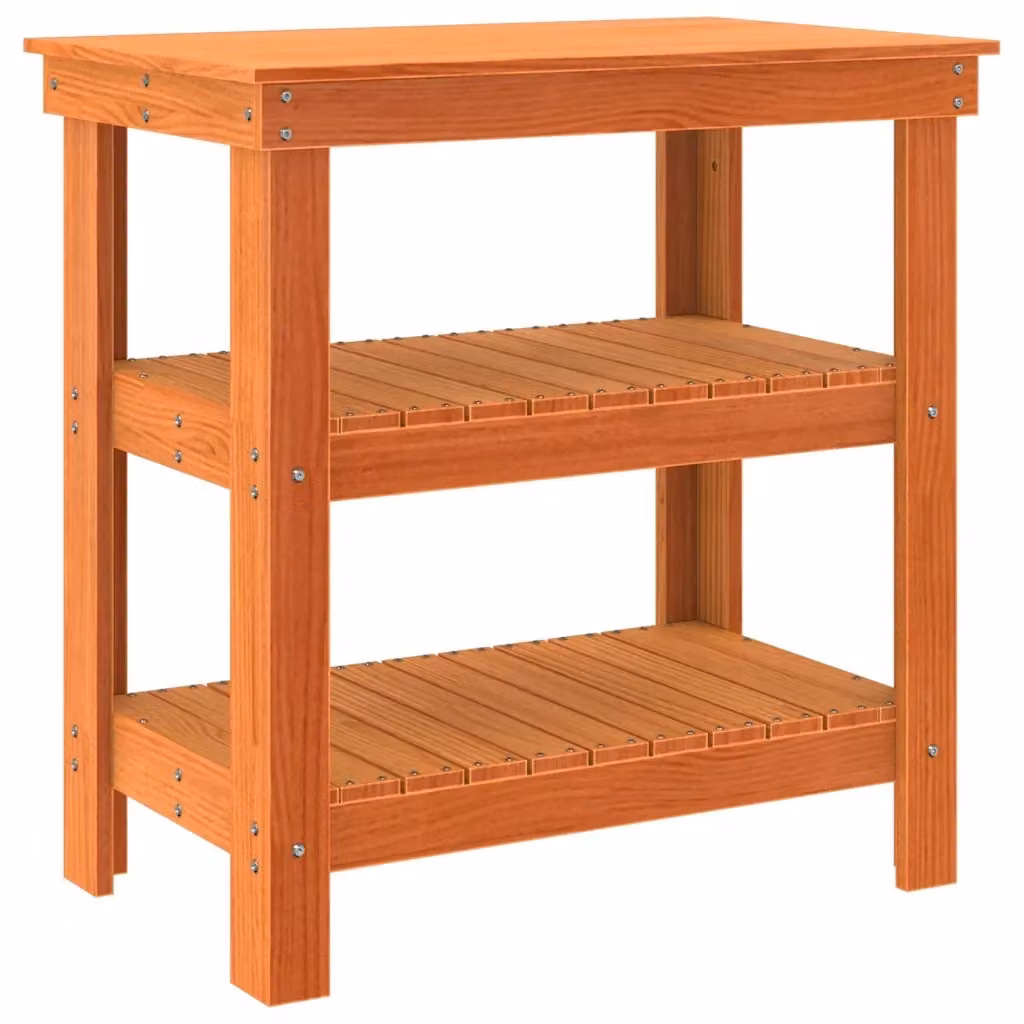 vidaXL Banco da lavoro in legno massello di pino, Marrone, L/P/H: 78,5 x 50 x 80 cm – 2