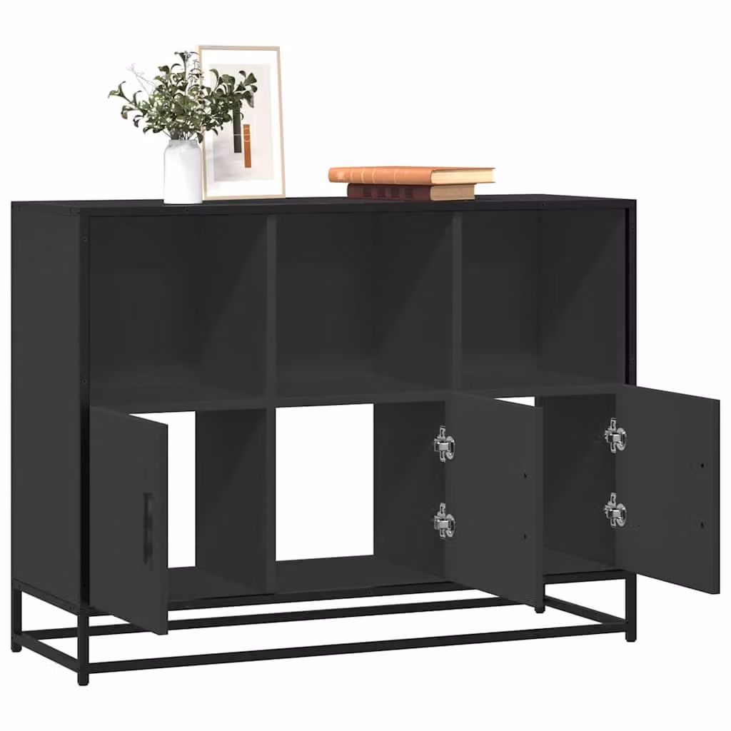 Credenza stile industrial vidaXL in legno e metallo, colore nero, L 100 x P 35 x H 76 cm