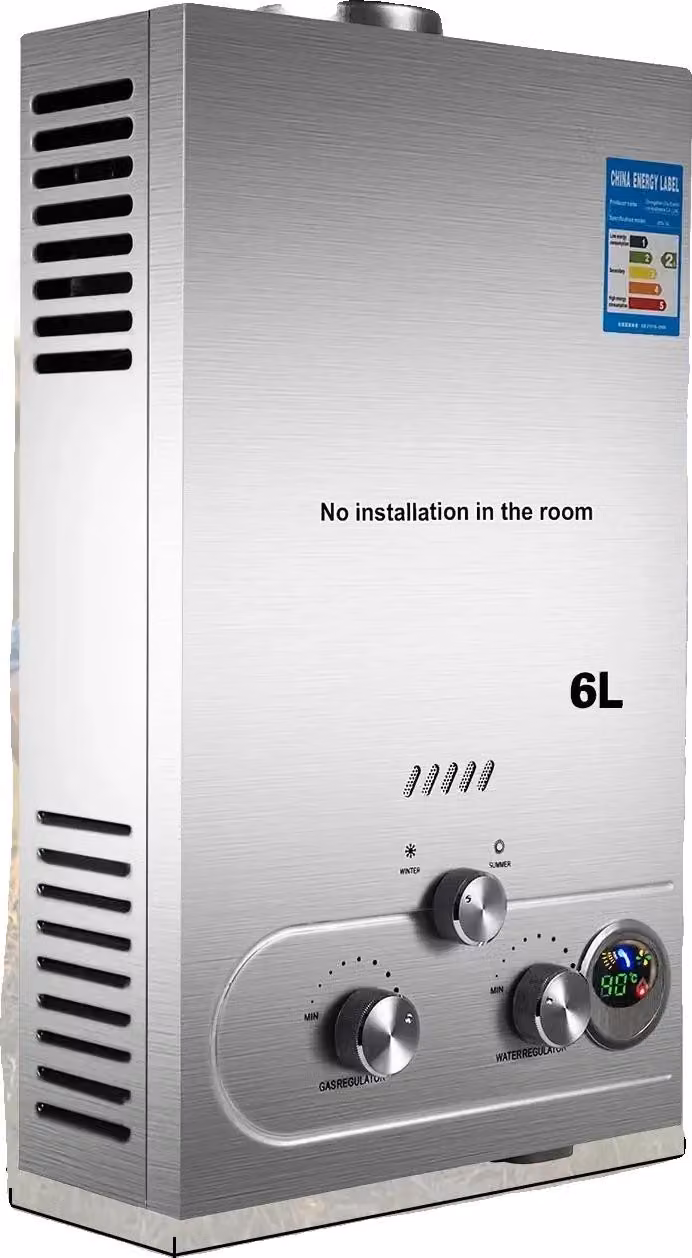 Scaldabagno, struttura in acciaio inox, montaggio a parete, 6L 12KW