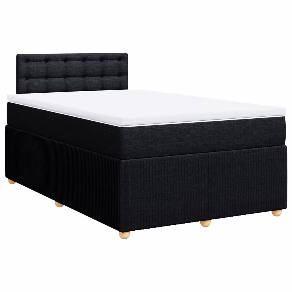 Giroletto a Molle con Materasso Nero 120x190 cm in Tessuto