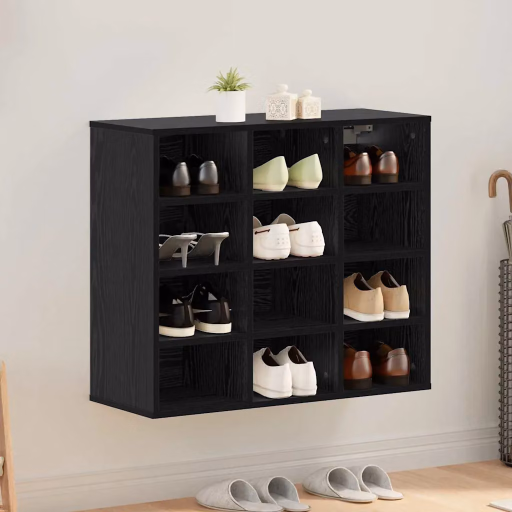 Scarpiera moderna vidaXL in legno nero L: 77,5 cm, P: 30 cm, H: 67 cm