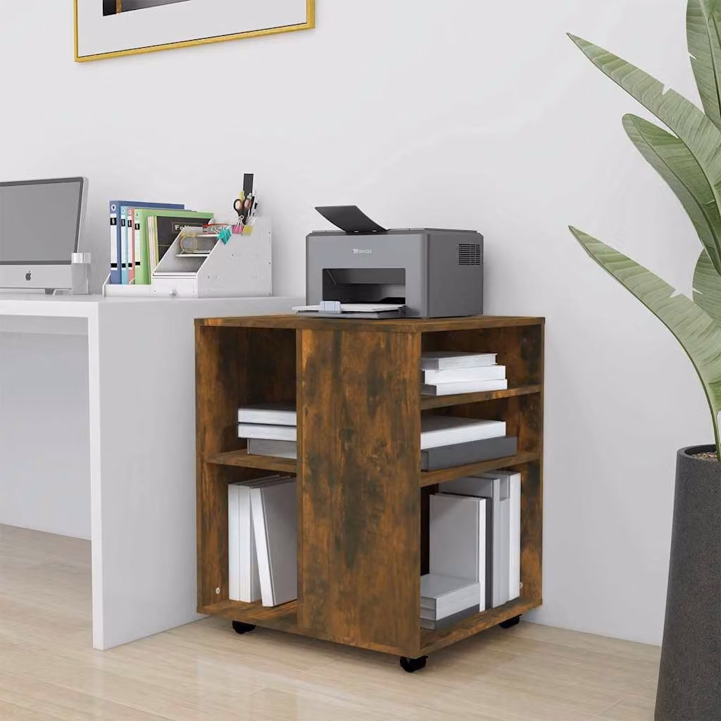 Armadietto con ruote vidaXL in legno multistrato Rovere Fumo L: 60 cm, P: 53 cm, H: 72 cm
