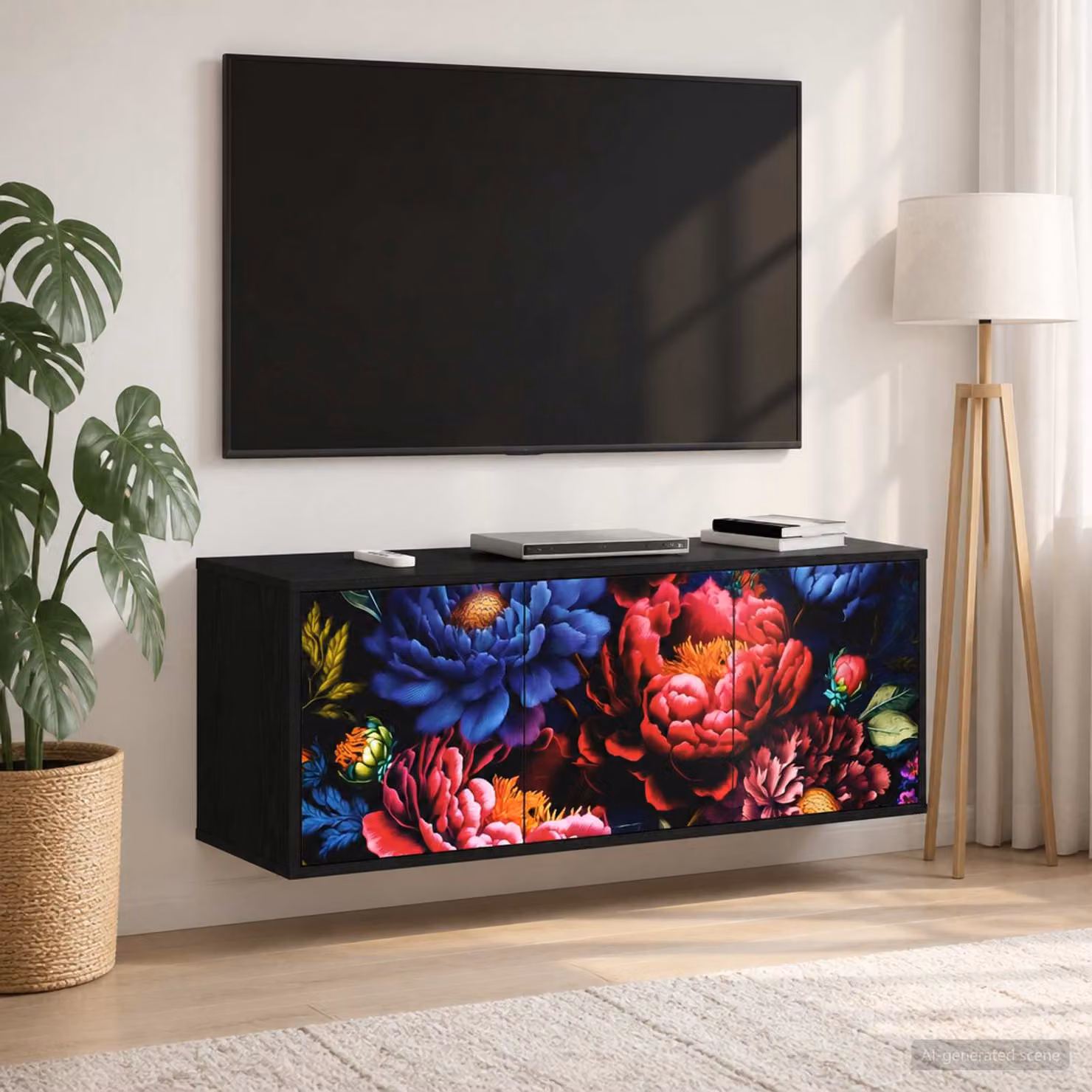Mobile TV da parete vidaXL KIEL in Rovere Nero, L 102 x P 33 x H 40 cm