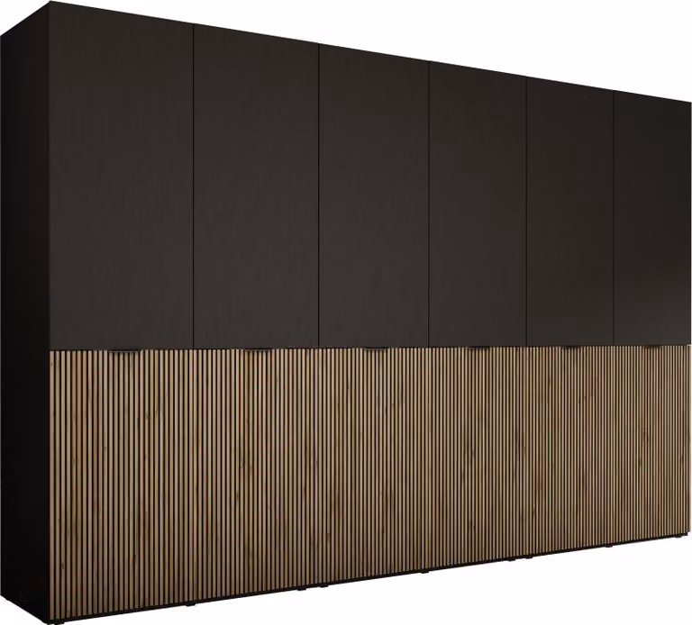 Armadio, nero grafite / rovere Wotan, 3 x 100 x 200 x 51 cm