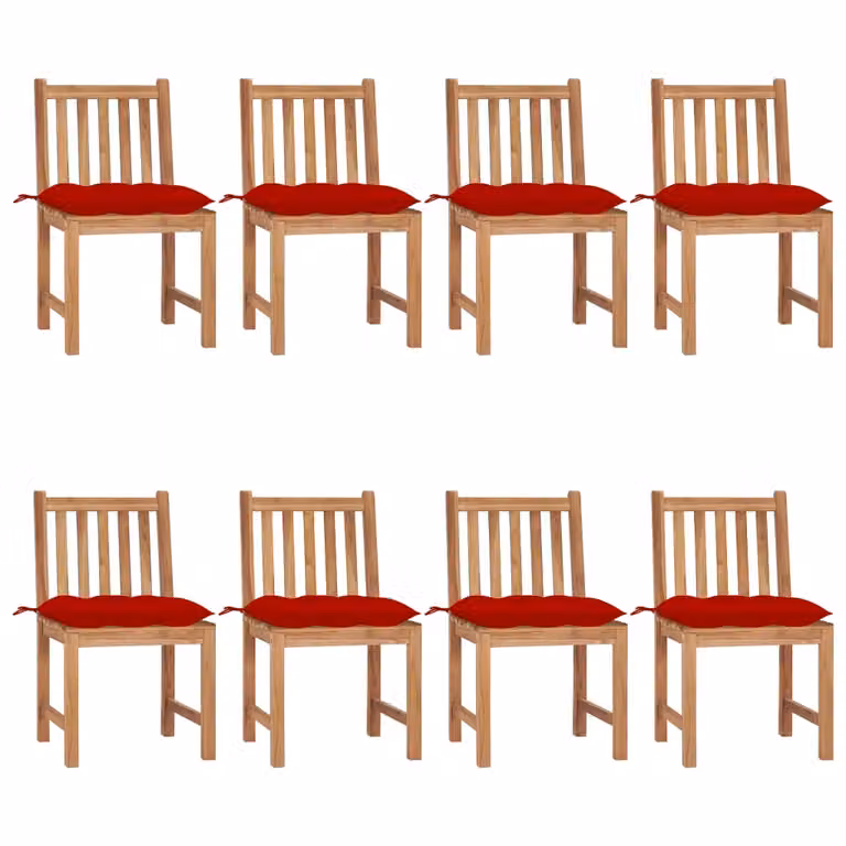 vidaXL Sedie da giardino 8 pezzi con cuscino in legno massiccio teak