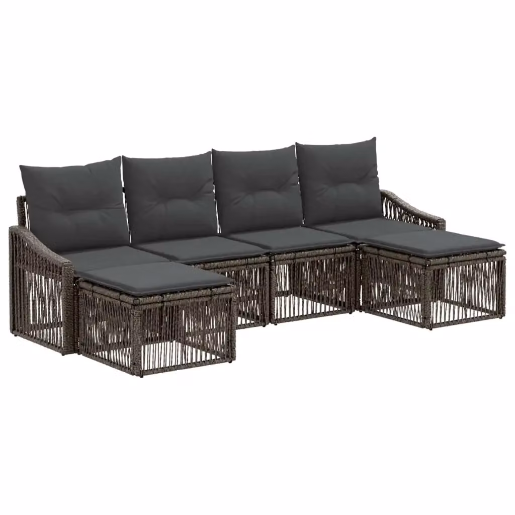 Set Divano da Giardino a L con Poltrona e Pouf vidaXL, 6 Pezzi, Grigio – 2