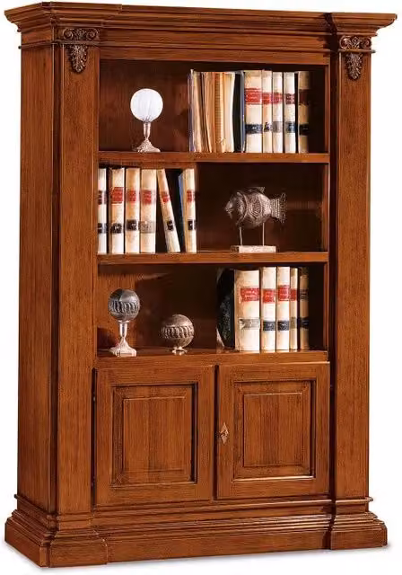Libreria a giorno in legno massello marrone con 3 vani e 2 porte Mobili 2G L/P/H: 145 x 50 x 202 cm – 5