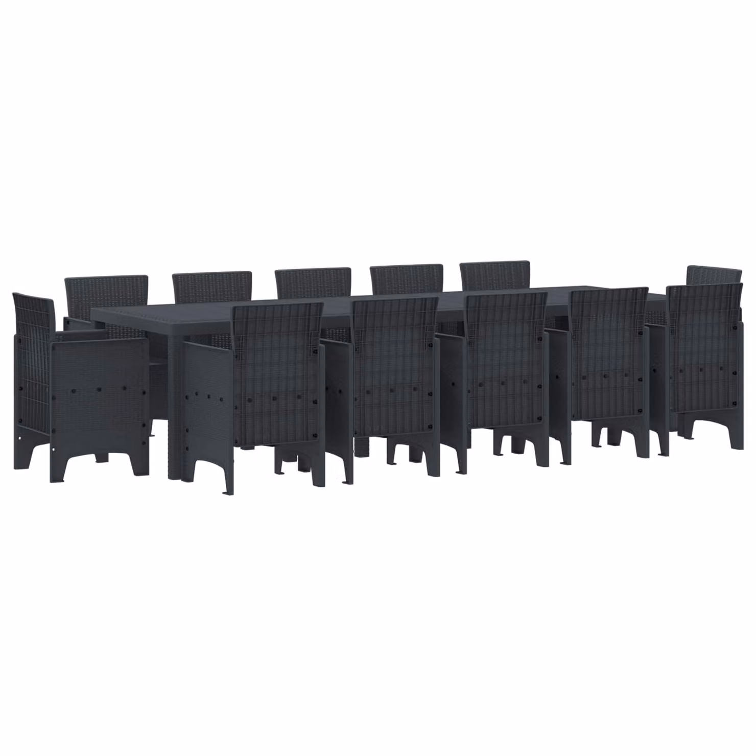 Set da pranzo per giardino e terrazza vidaXL in polyrattan antracite, 13 pezzi – 2