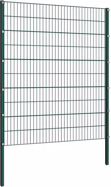 Pannello di recinzione con pali in ferro vidaXL, modello double-bar mat, colore verde, L: 176,5 cm, H: 200 cm