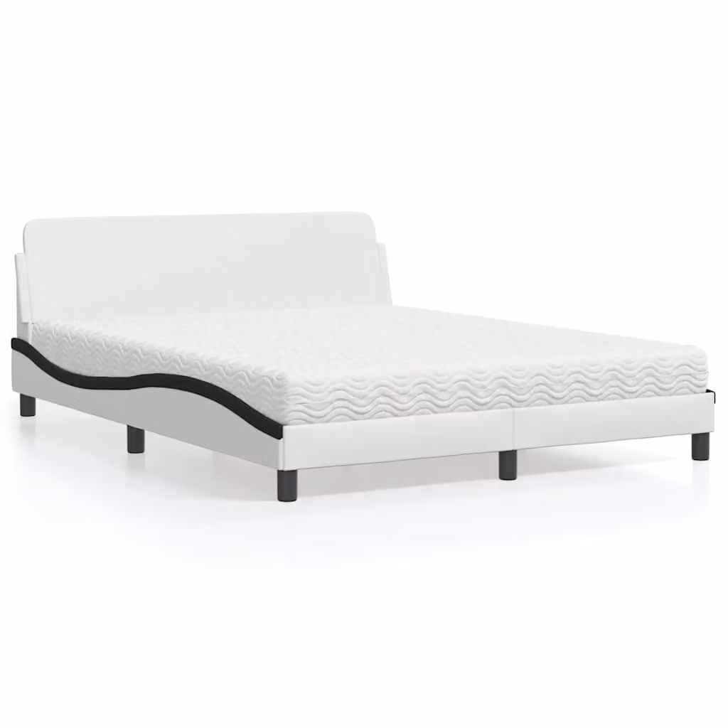 Letto con Materasso Dover vidaXL in Similpelle Bianco e Nero L/P/H: 218 x 160 x 74,5 cm