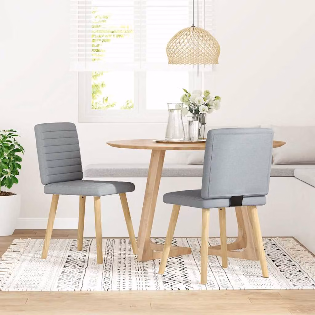 Set di 2 sedie da pranzo vidaXL in tessuto grigio con struttura in legno e metallo