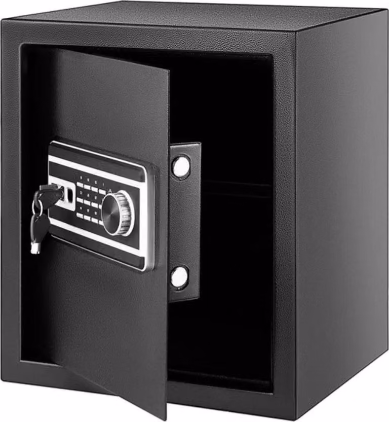 Cassaforte ignifuga Happyment - Con chiave e serratura a combinazione - 48L - Cassaforte elettronica - Robusto alloggiamento in acciaio Q235 - Nero