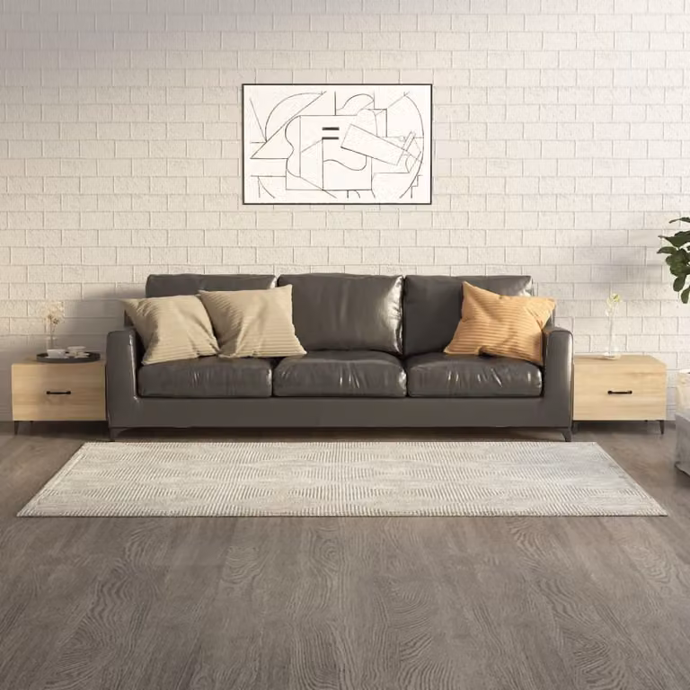 The Living Store Tavolini con gambe in metallo 2 pz. rovere Sonoma 50x50x40 cm