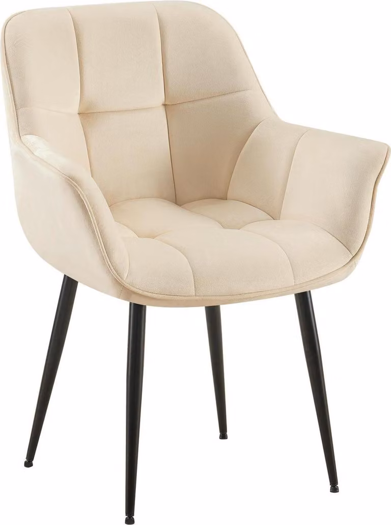 Sedia da pranzo in velluto - velluto - design ergonomico, comfort moderno e tinta unita colore: crema