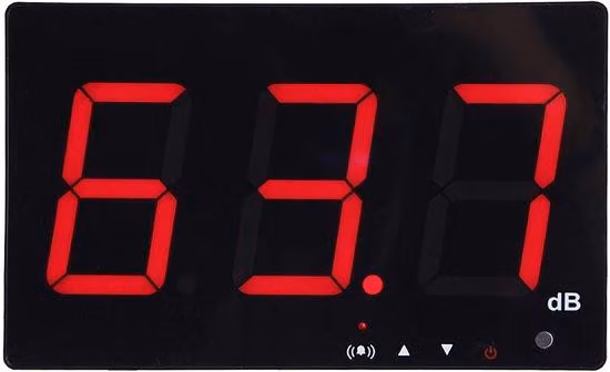 Misuratore di livello sonoro da parete, digitale, con display LCD, intervallo di misurazione da 30 a 130 dB, precisione di 1,5 dB