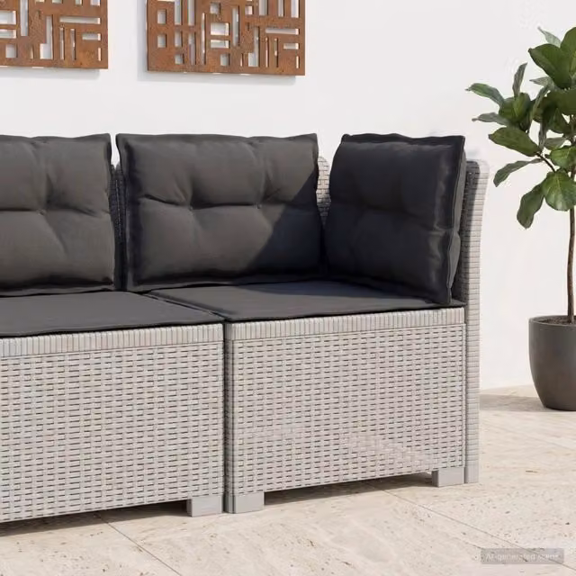 Divano da giardino a 1 posto con cuscini in stile rattan vidaXL colore antracite o bianco L: 70 cm, P: 62 cm, H: 62 cm
