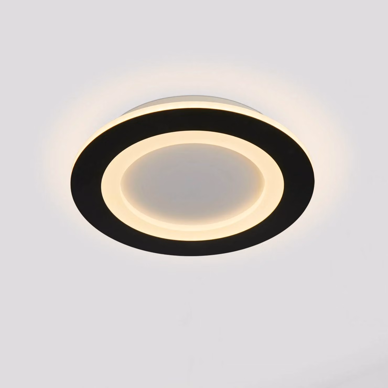 Searchlight Plafoniera soffitto Ringo, dimmerabile, Nero, Soggiorno / Sala da pranzo, Metallo, Moderno, Plafoniera