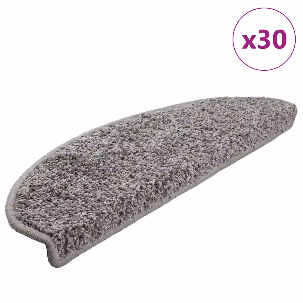 vidaXL Set di 30 Tappetini per Scale Semicircolari Grandi, Grigio, L: 65 cm, P: 40 cm, H: 2 cm, Antiscivolo e Fonoassorbente