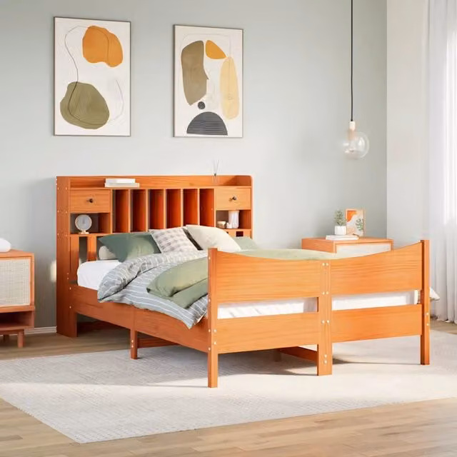 Giroletto senza Materasso Marrone Cera 160x200 cm Legno di Pino 3323373