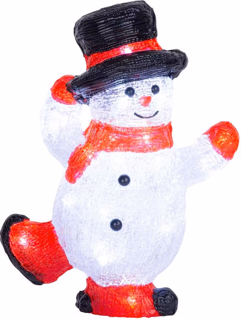 Decorazione MagicHome Natale, Pupazzo di neve, 30x LED, bianco freddo, acrilico, IP44, per esterni, 22x14x30 cm