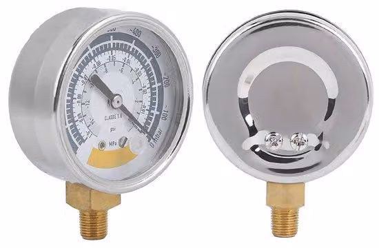 Manometro a vuoto manuale - Preciso - Misuratore di pressione da 0 a 14 psi - Acciaio inossidabile - Resistente - Coperchio trasparente - Versatile